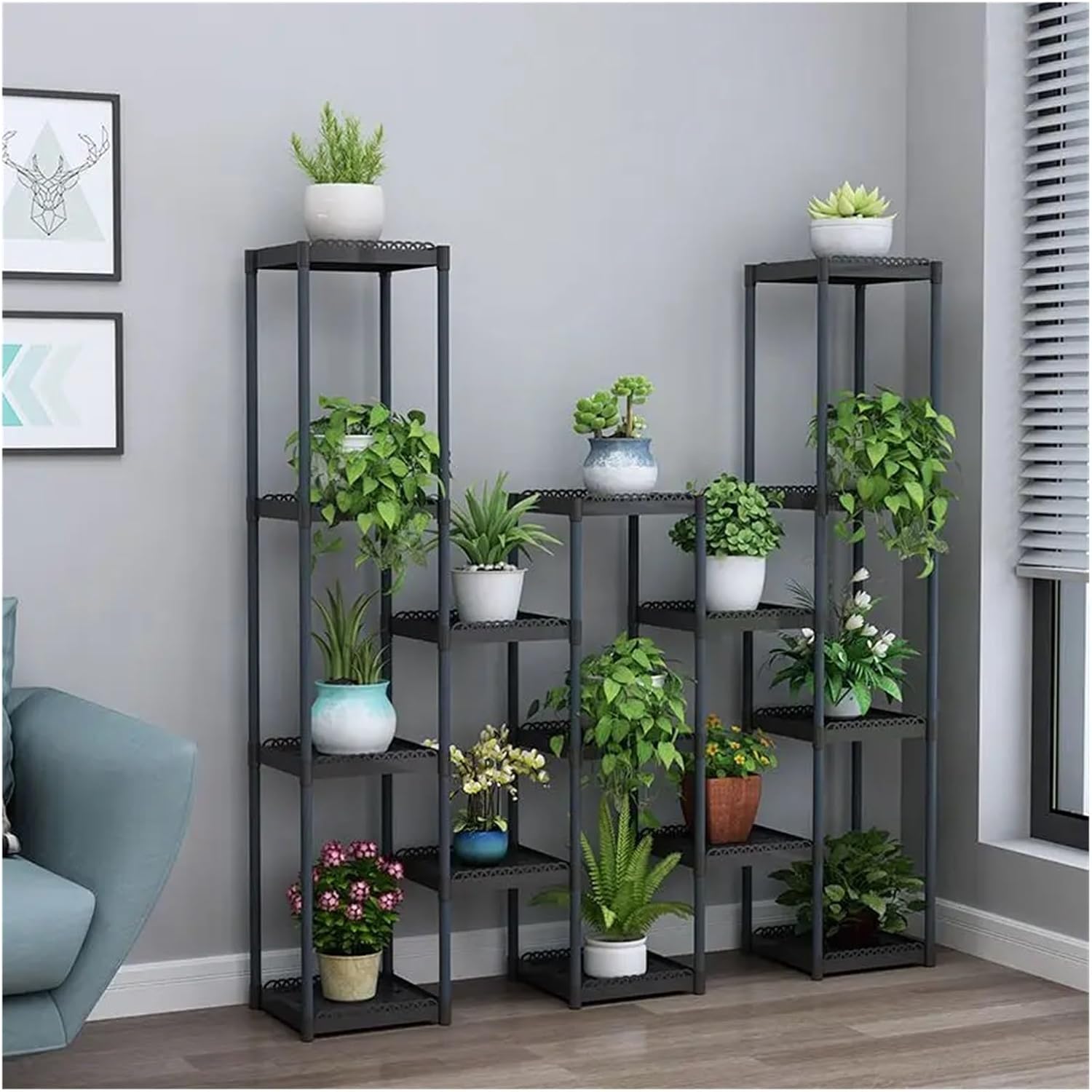 室内リビングバルコニー多層フロアタイプフラワーポットスタンド630 植物用棚 【ローズゴールド】 多階建て 床から天井まで バルコニー